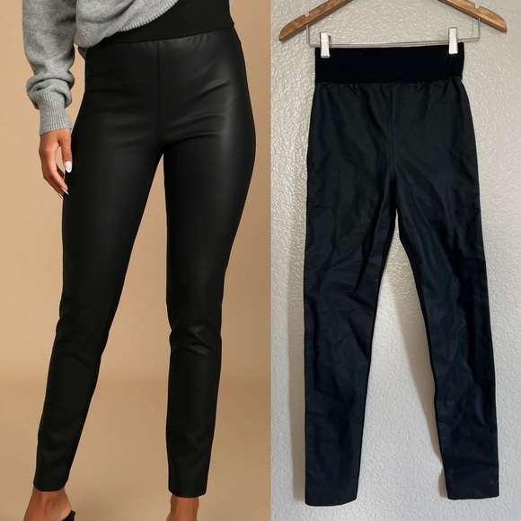 Party in the Front Black Vegan Leather Leggings - Picture 1 of 6